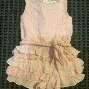 Catherine Malandrino Easter pink floral lace tiered ruffle romper 24 months